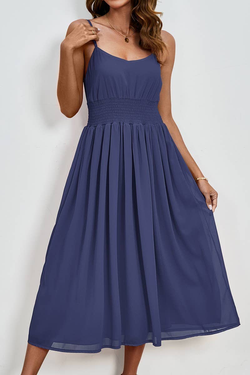 CWDMD4892_V-NECK STRAPPY CHIFFON WEDDING GUEST DRESS