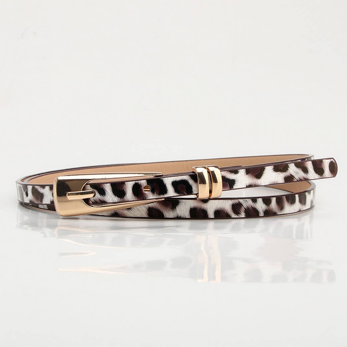 CLASSIC SIMPLE ALLOY BUCKLE LEOPARD THIN BELTS_CWABE0399
