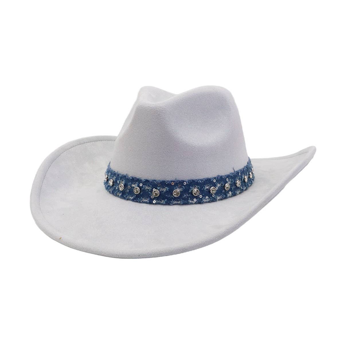 Unisex Suede Cowboy Hat with Leather Belt Detail_CWAH04494