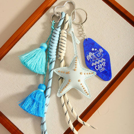 Starfish Tassel Acrylic Tag Beach Keychain Charm_CWMM7753
