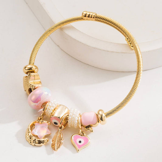 DIY Stylish Stainless Steel Star & Moon Bracelet