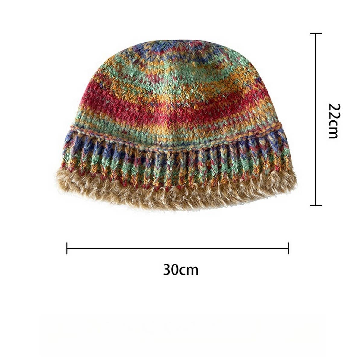 ADULT KNITTED HAT COLORFUL STRIPED BUCKET HAT_CWAH2051