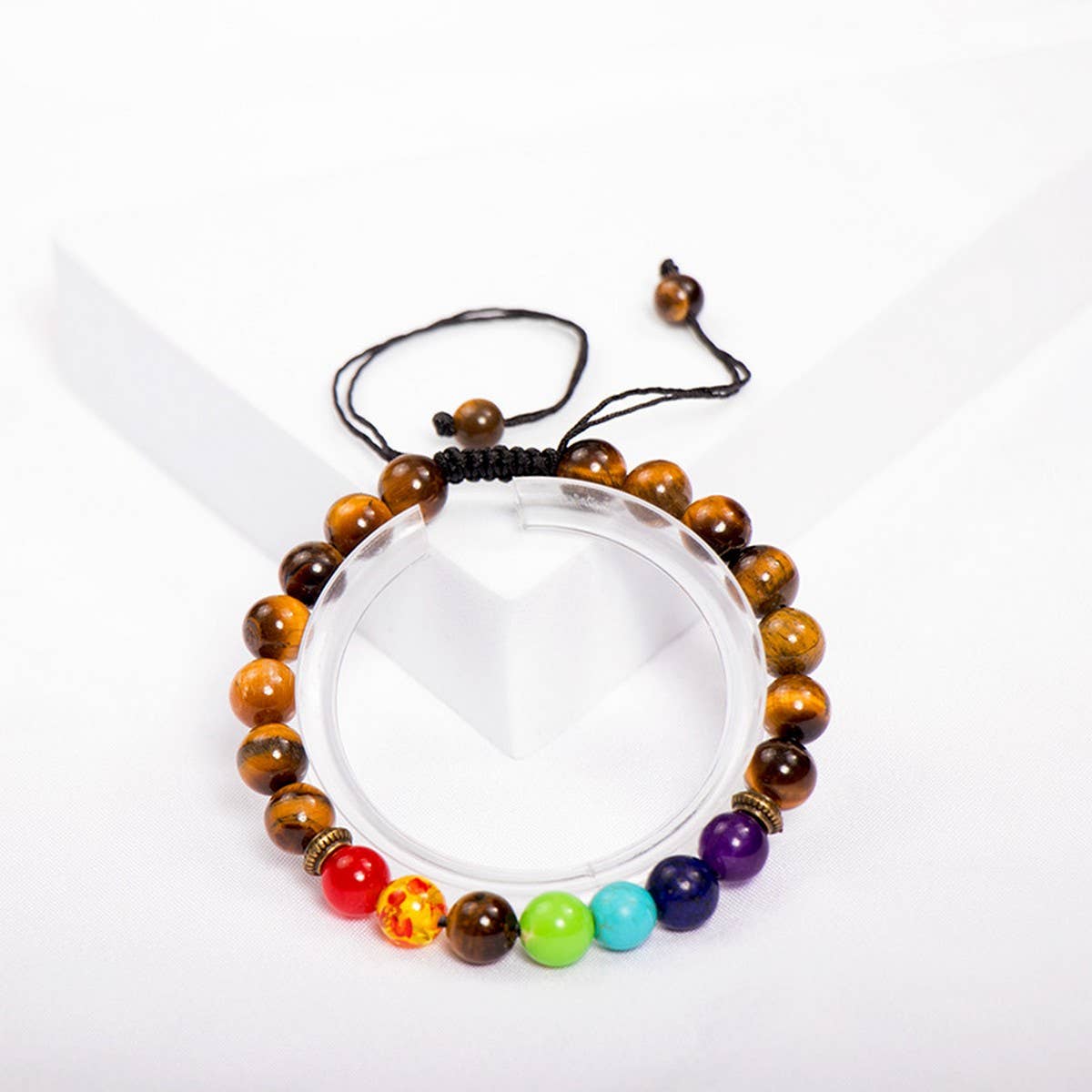 TIGER EYE COLORFUL FROSTED STONE BRACELET
