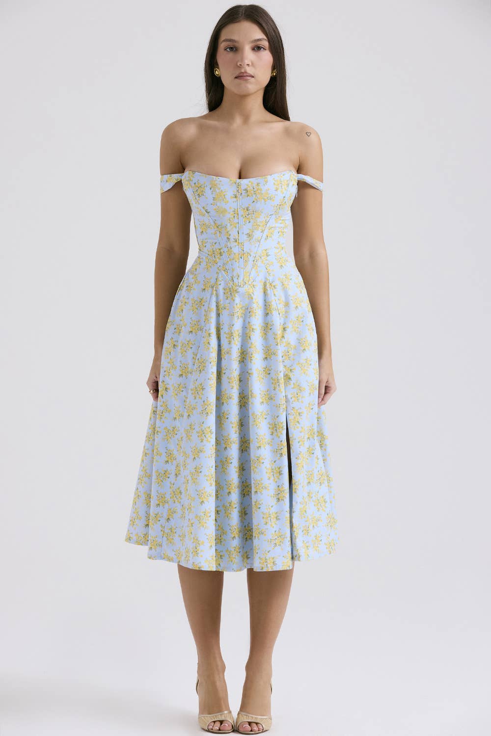 SKINNY SEXY SPLIT FLORAL DRESS WITH HALTER