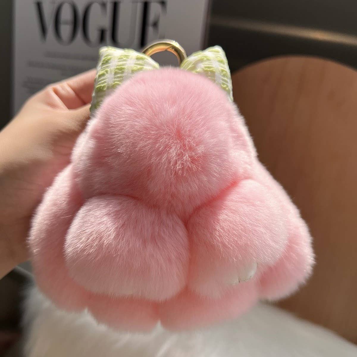 CUTE PLUSH DOLL BOW BUNNY CAR KEYCHAIN PENDANT