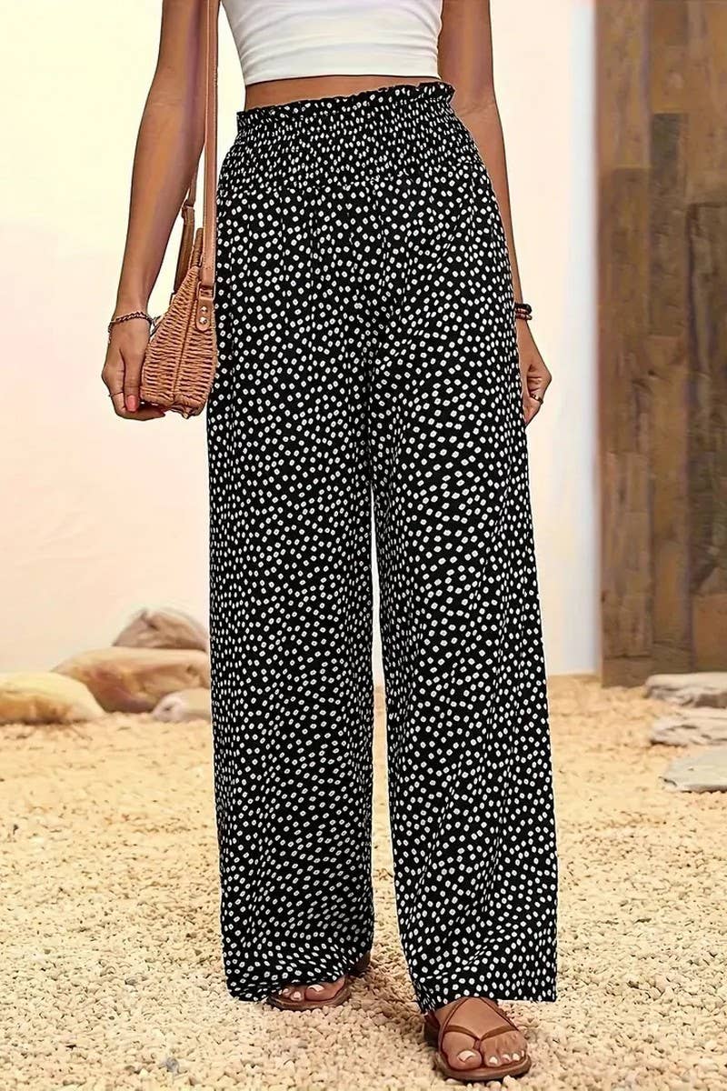 CWBLP2058_PRINTED LOOSE FIT ELASTIC WAIST CASUAL PANTS