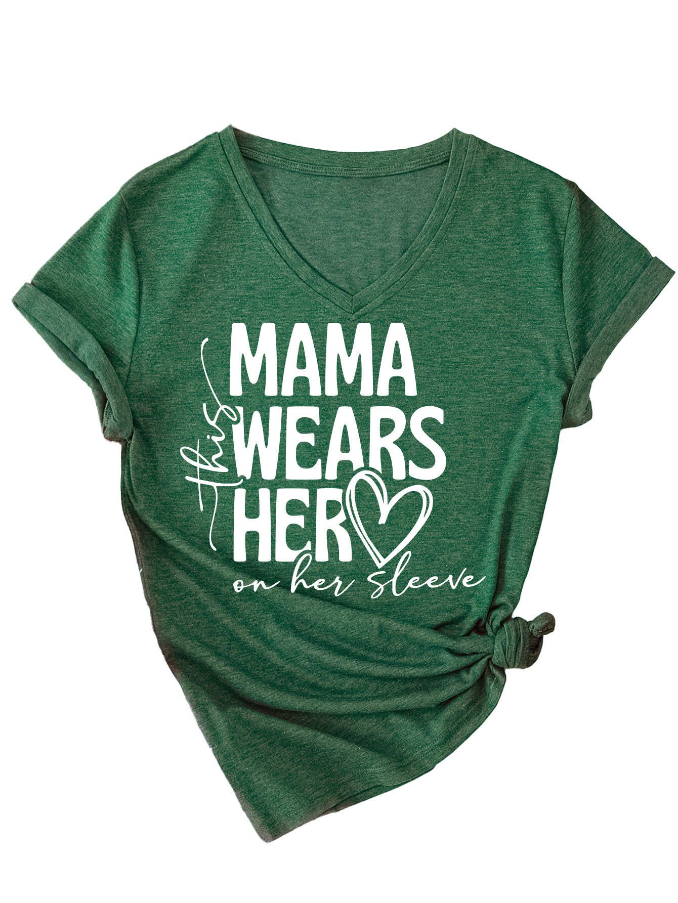 Simple Mother's Day V-neck blouse_CWTBLS0568