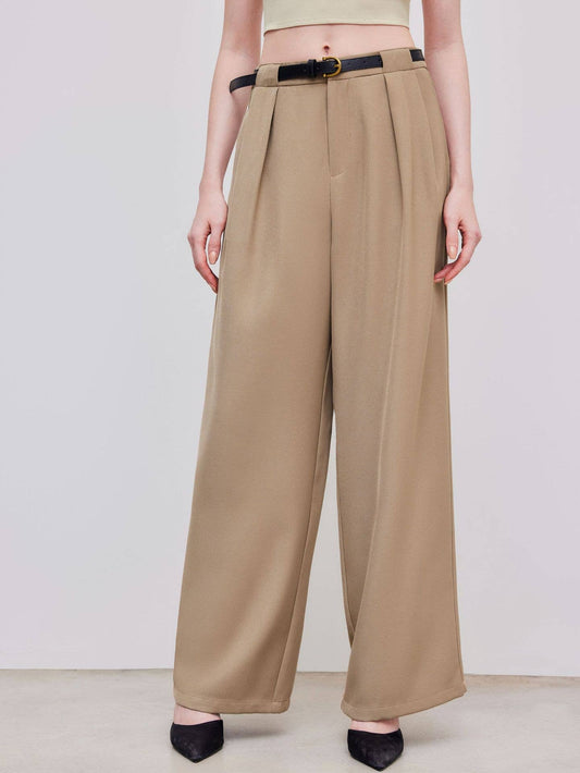 High-waisted straight-leg trousers with a belt