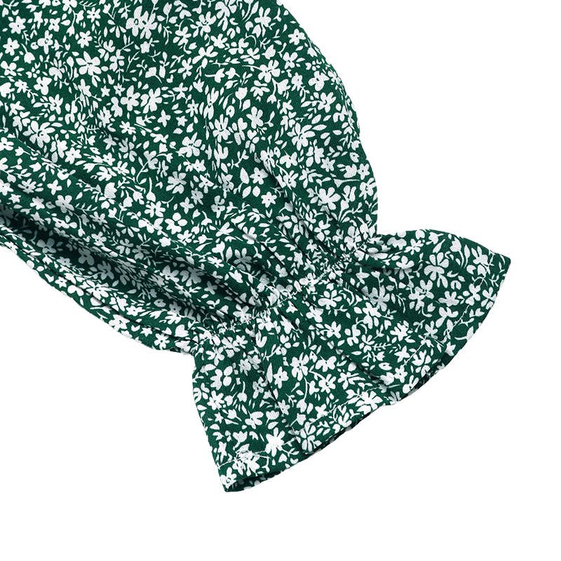 SQUARE NECK LONG SLEEVE FLORAL JUMPSUIT