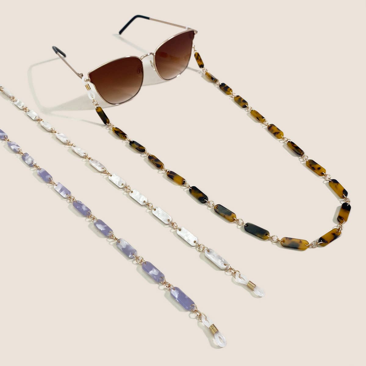 TWO-COLOR TORTOISE SHELL ANTI-LOST GLASSES LANYARD