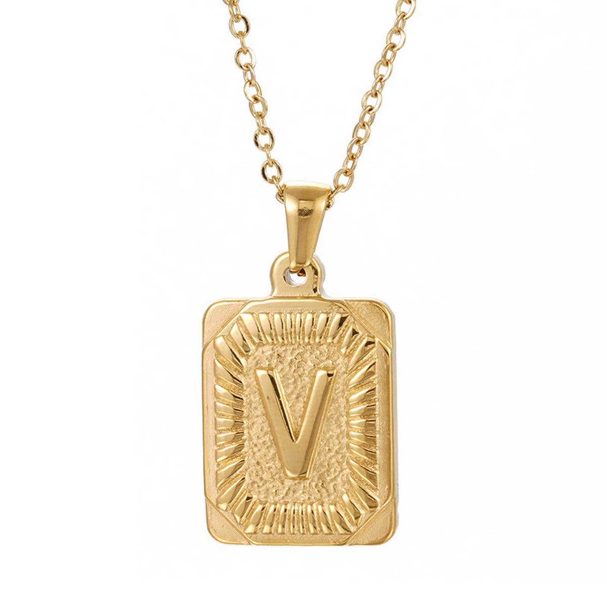 CWAJE1937_Square Stainless Steel Letter Fashion Necklace