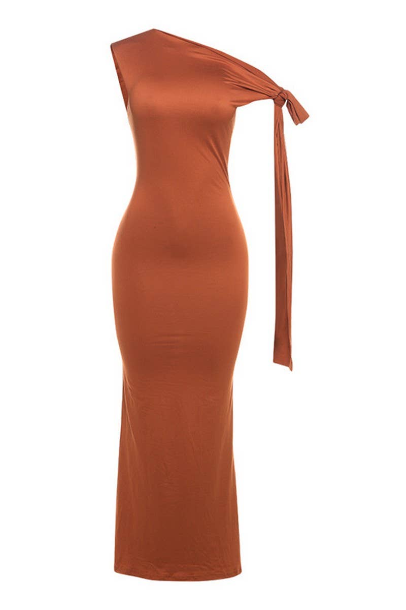 CWDMD4273_SOLID COLOR OFF-SHOULDER SLEEVELESS HIP DRESS