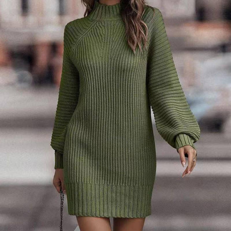 TURTLENECK SWEATER WOMEN LONG-SLEEVED KNIT DRESS