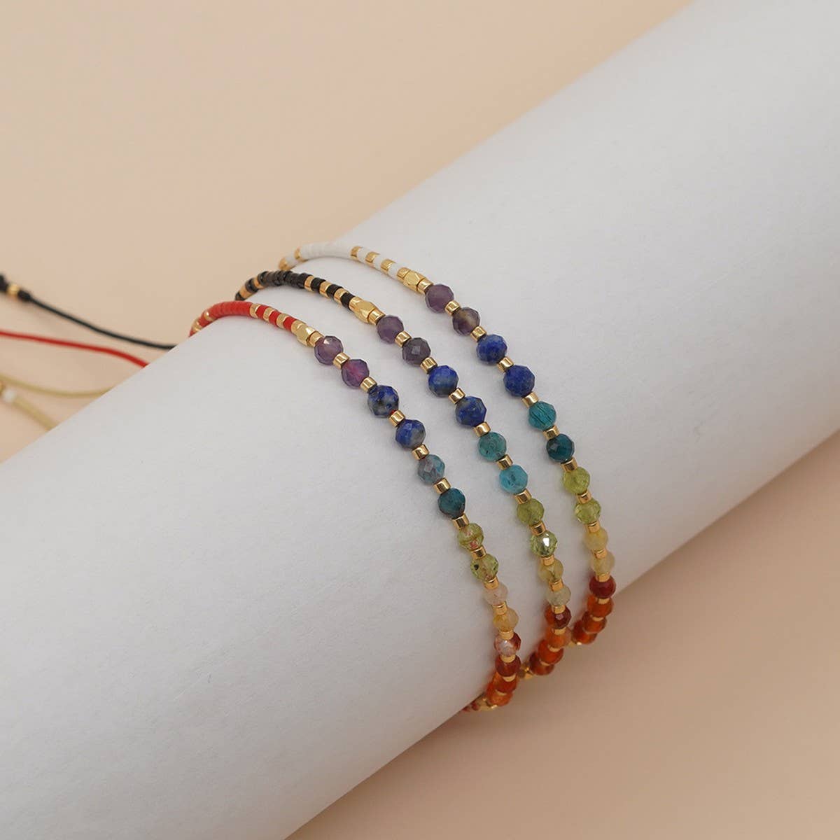 COLORFUL GRADIENT NATURAL STONE RICE BEAD BRACELET