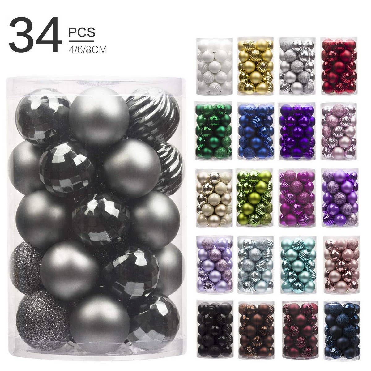34pcs Christmas Tree Ornaments Ball Set 4cm_CWMM9835