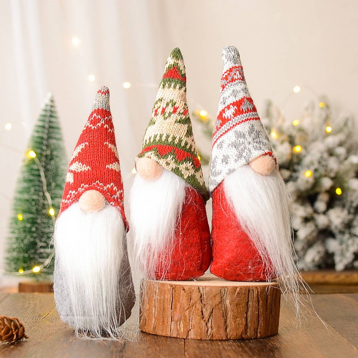 CHRISTMAS SNOWFLAKE KNITTED HAT OLD MAN ORNAMENTS