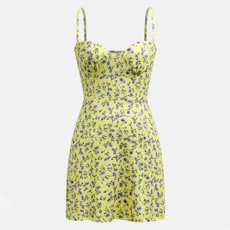 Sleeveless Floral Print Spaghetti Strap Dress