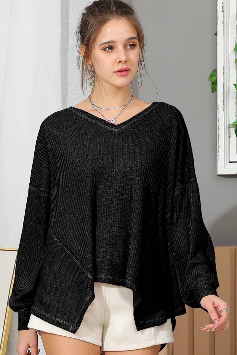 Cwttl1471_Casual Loose Fit Long Sleeve Tops