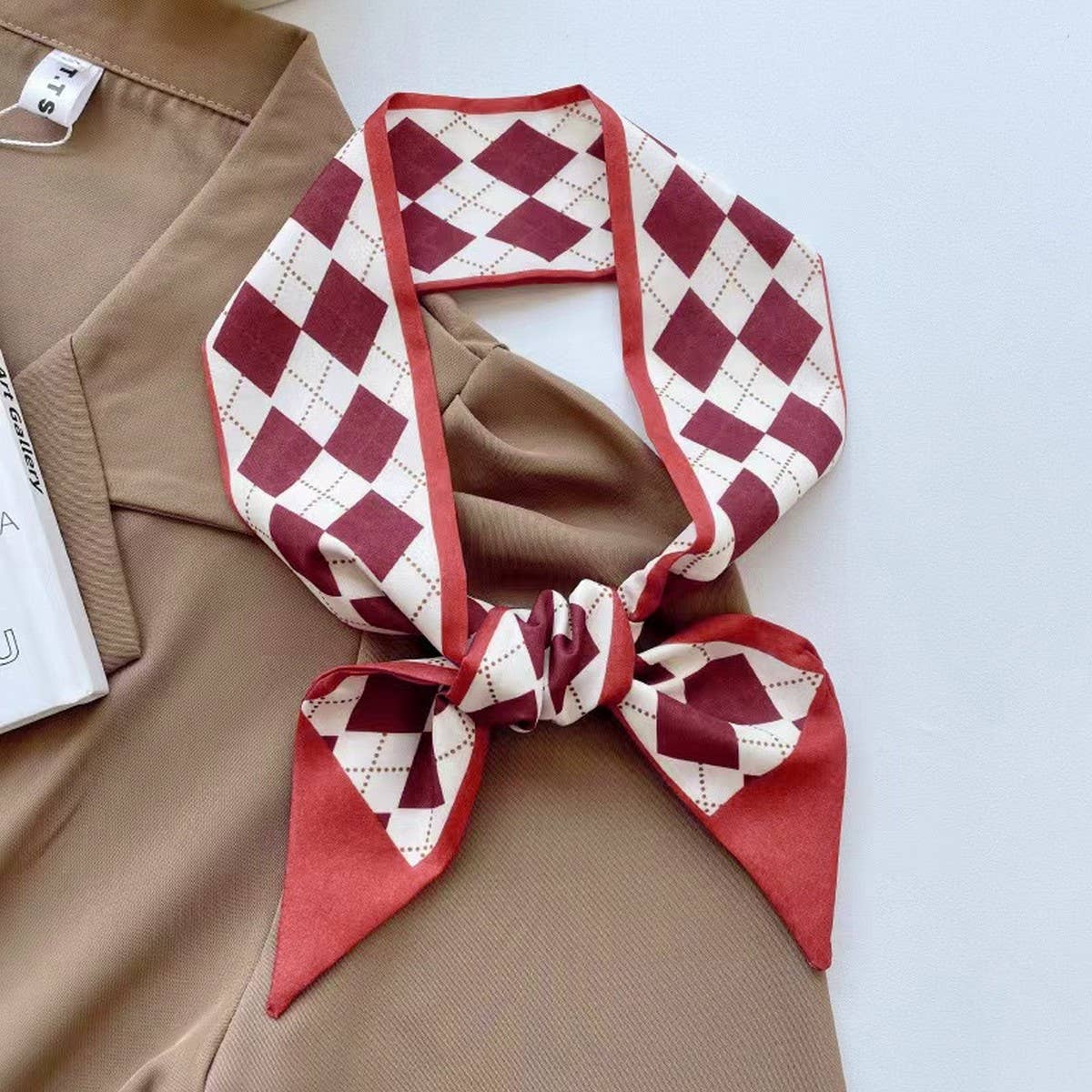 RETRO GEOMETRIC PRINT STRIPED SCARF_CWASC0709