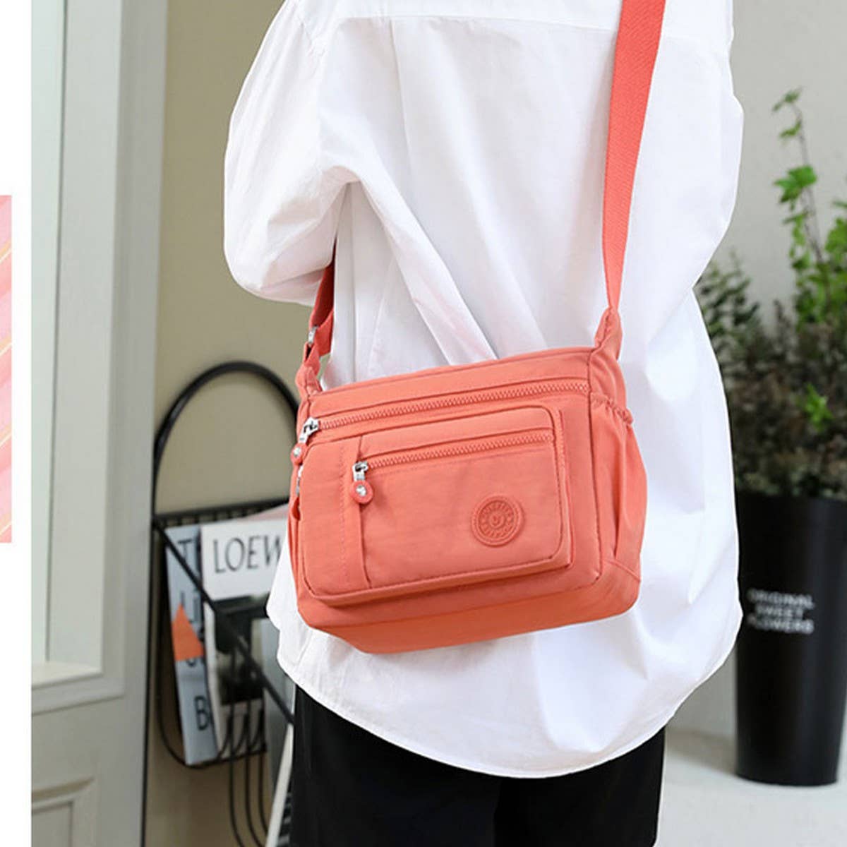 SIMPLE FASHIONABLE NYLON CROSSBODY SHOULDER BAG_CWASC1734