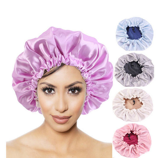 TRENDY DOUBLE LAYER SATIN NIGHTCAP_CWAH1481