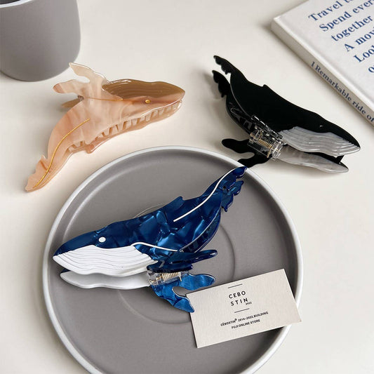 Deep Blue Whale Hair Claw ? Ocean Style Clip