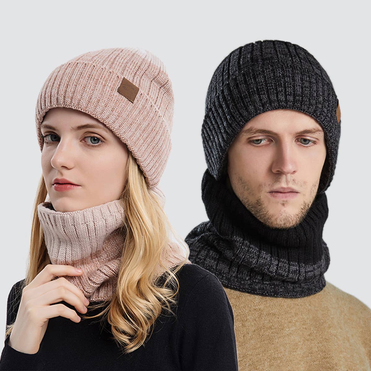 THICKENED FLEECE WARM HAT AND SCARF SET