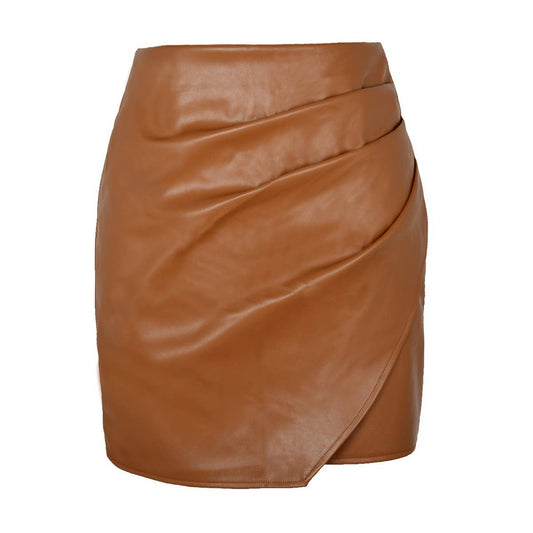 SEXY HIGH WAIST IRREGULAR PU LEATHER SKIRT
