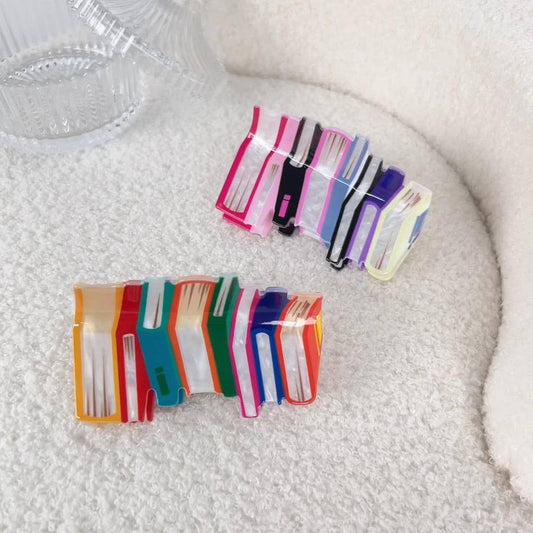 Book Style Acrylic Hair Claw Clip, Colorblock_CWAHA2069