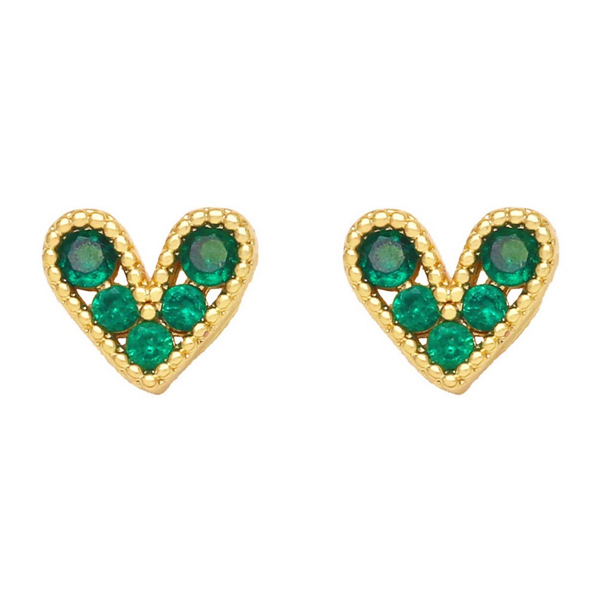 MINI COLORED ZIRCON HEART SHAPED EARRINGS