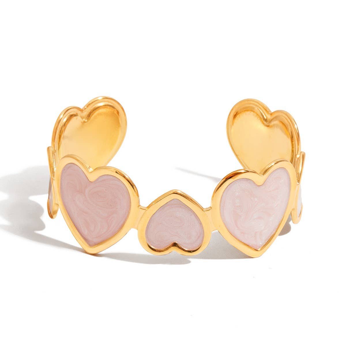 Stylish 18K Gold Open Heart Bangle, Bulk Sale_CWAJE4735