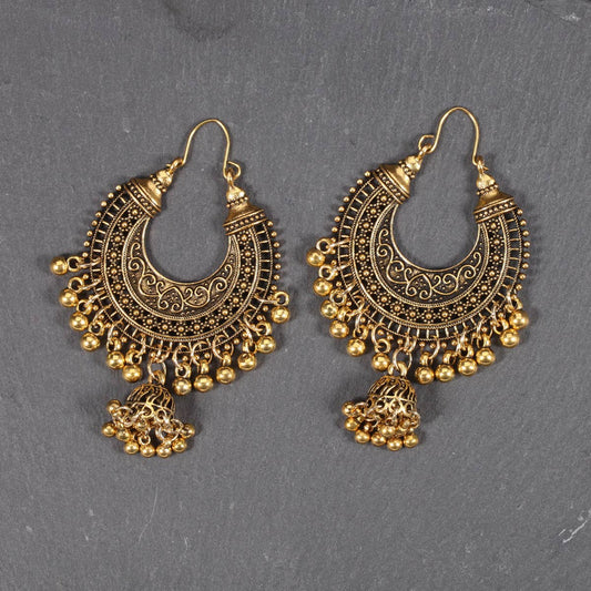 RETRO CRESCENT SHAPE EXAGGERATED BELL EARRINGS_CWAJE2239
