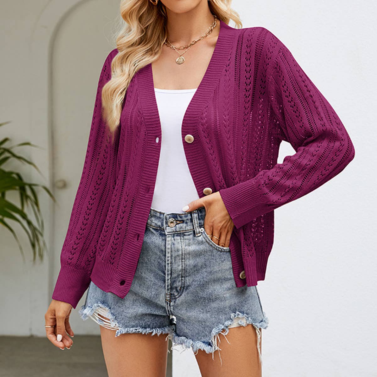 STYLISH BUCKLE KNIT SWEATER OVER THE TOP