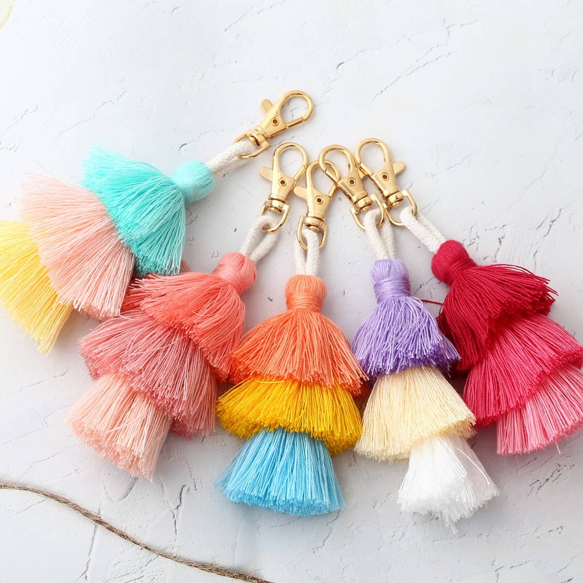 Bohemian Handmade Multi-Layer Tassel Keychain_CWAB5022