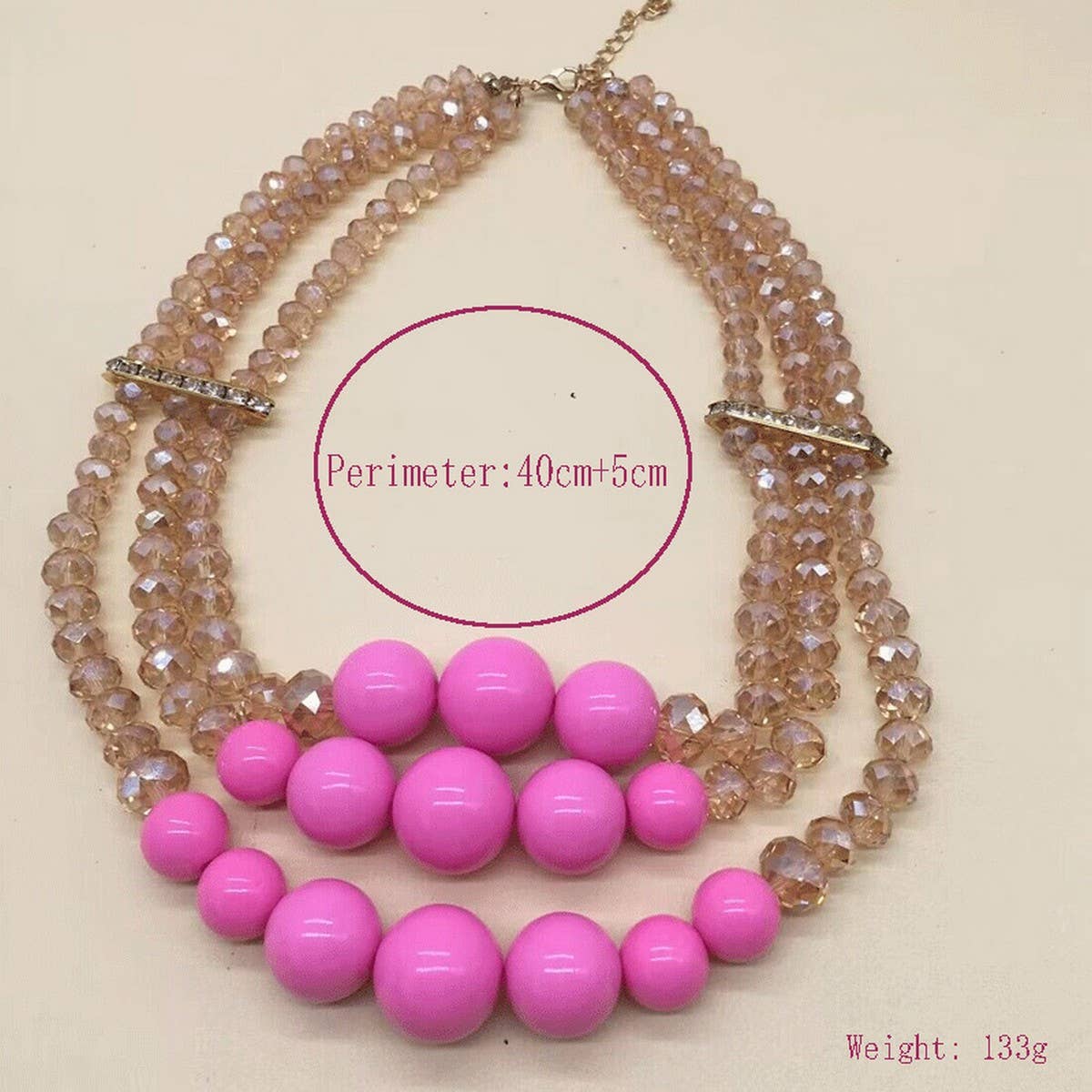 CRYSTAL ACRYLIC COLORFUL BEADS MULTI-LAYER NECKLACE