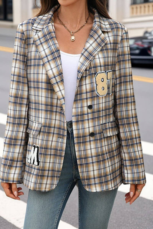 CWOCO00169_COLLARED CASUAL PLAID BLAZER JACKET