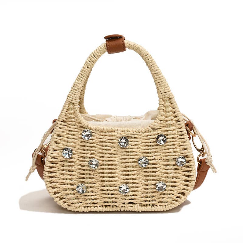 Rhinestone hand-held crossbody beach bag