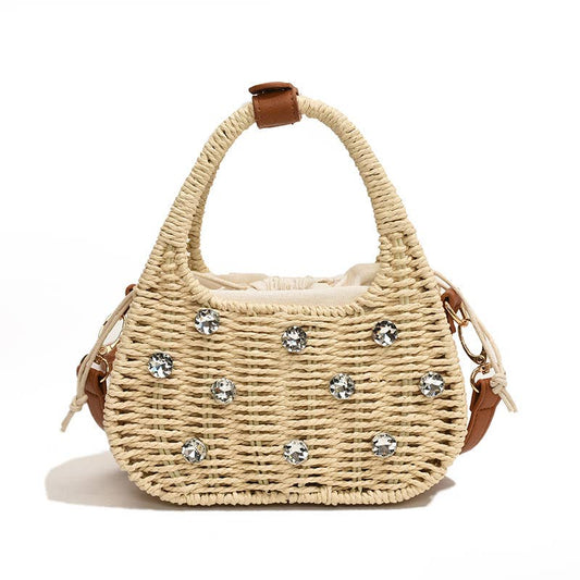 Rhinestone hand-held crossbody beach bag