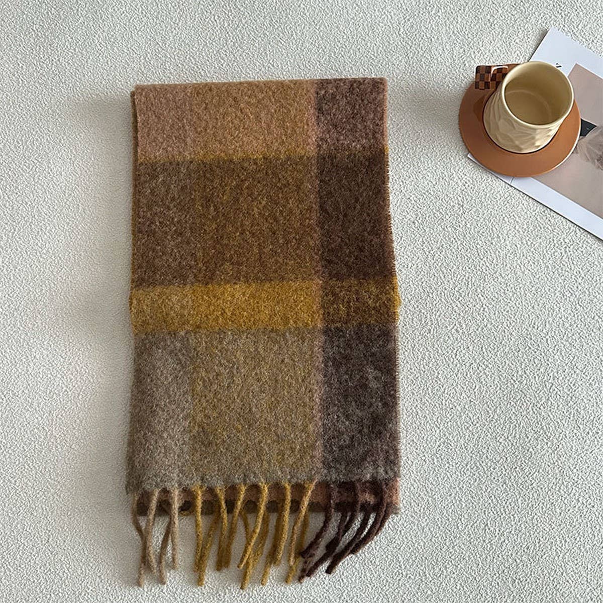 Wool Scarf for Winter ??Reversible Checkered Shawl_CWASC2327