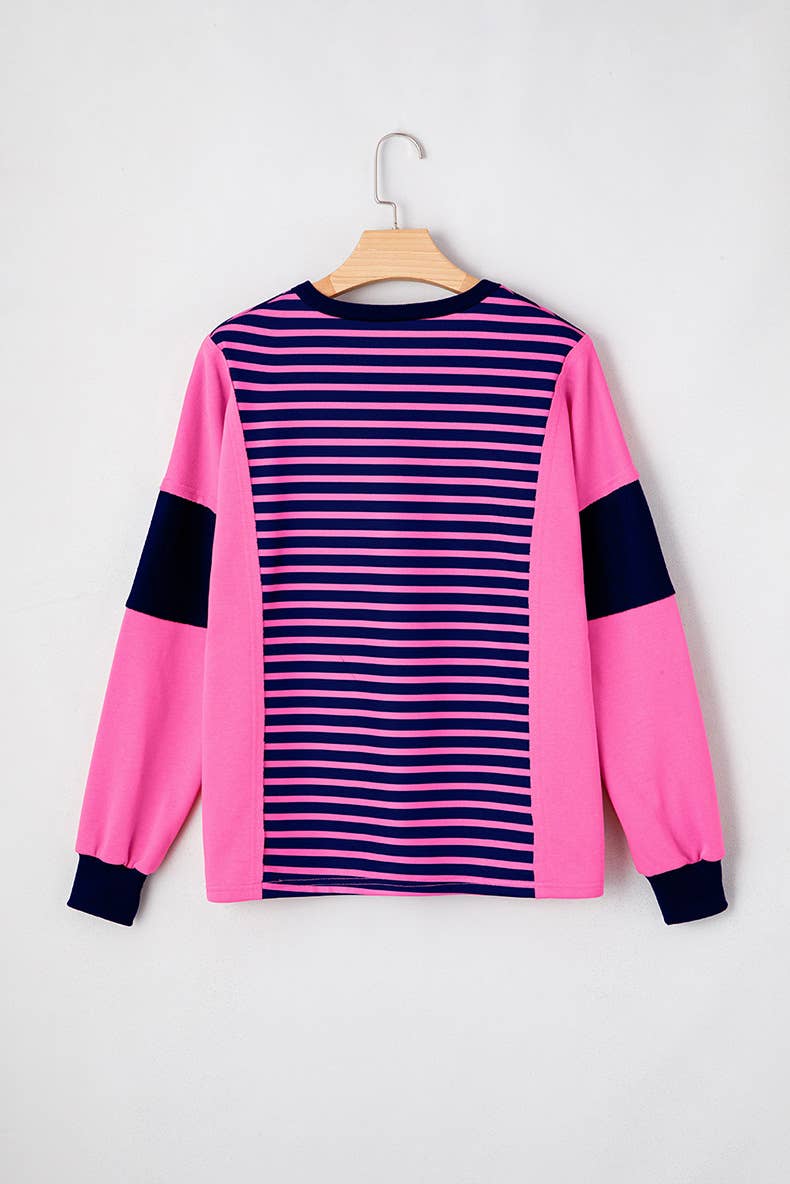 Fashionable striped printed knitted sweater