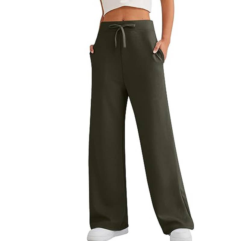 LACE-UP BAGGY HIGH-WAISTED WIDE-LEG PANTS