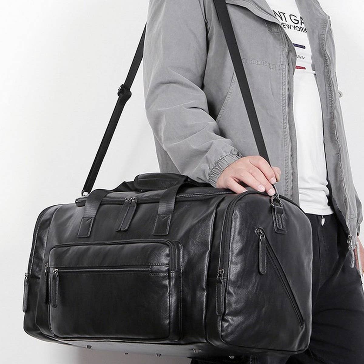 Men's PU Leather Travel Bag, Extra Large Size_CWAB5177