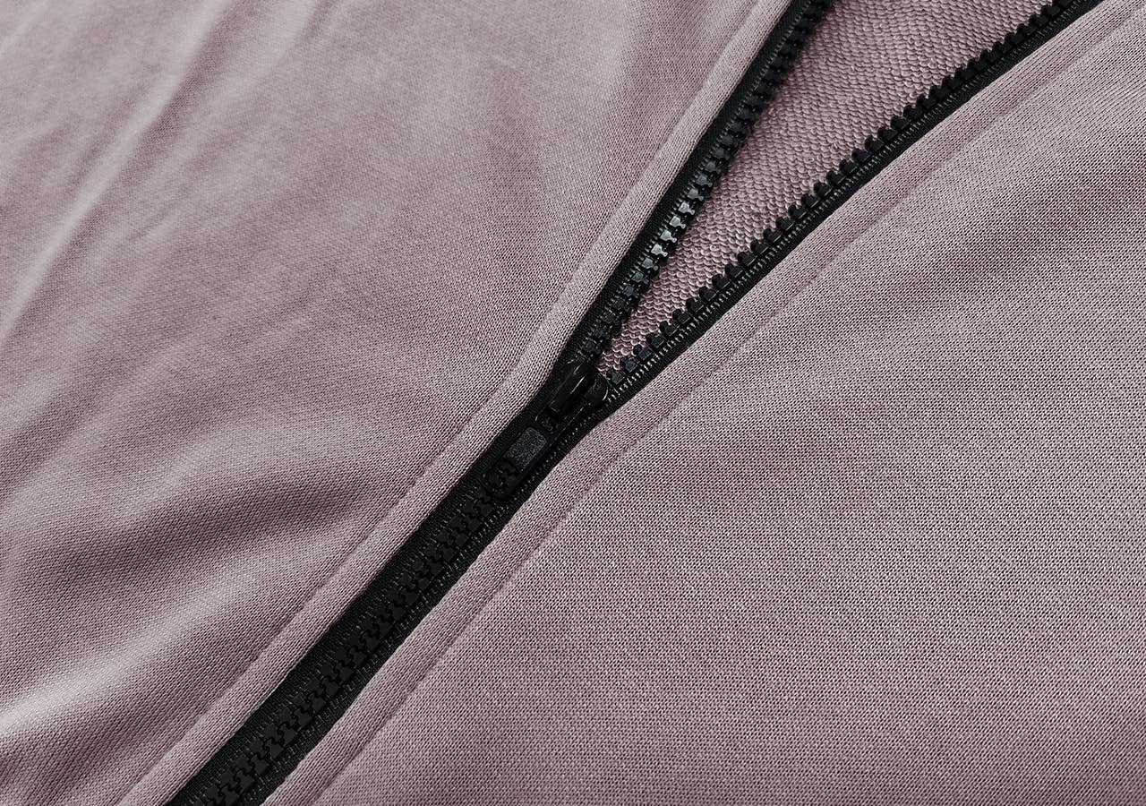 SOLID COLOR HIGH-WAISTED HOODED ZIP-UP CARDIGAN