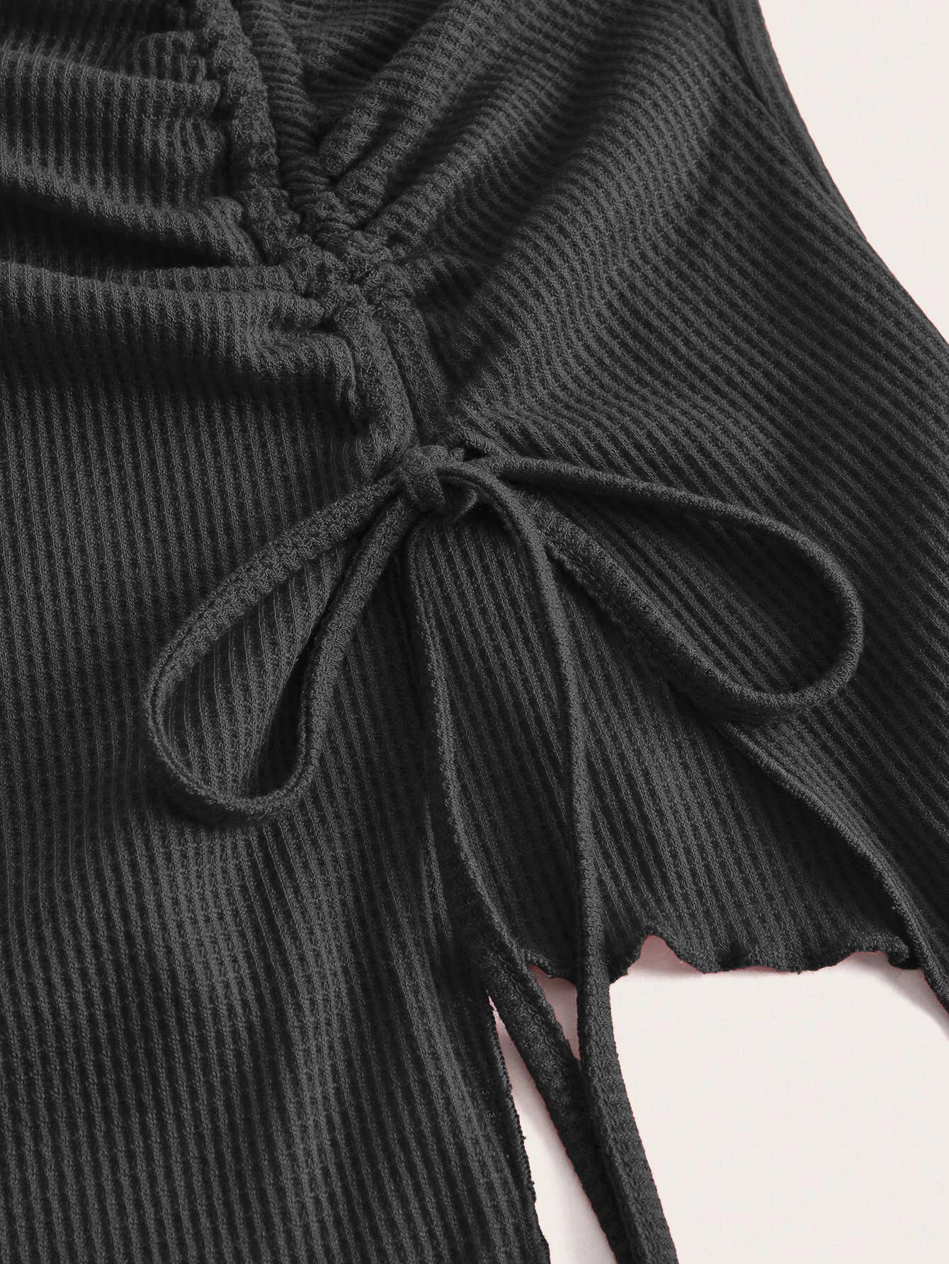 DRAWSTRING SPLIT IRREGULAR WAFFLE TOP