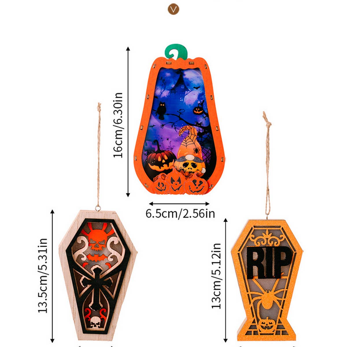 HALLOWEEN PUMPKIN PENDANT WITH LIGHT IN WOODEN BOX