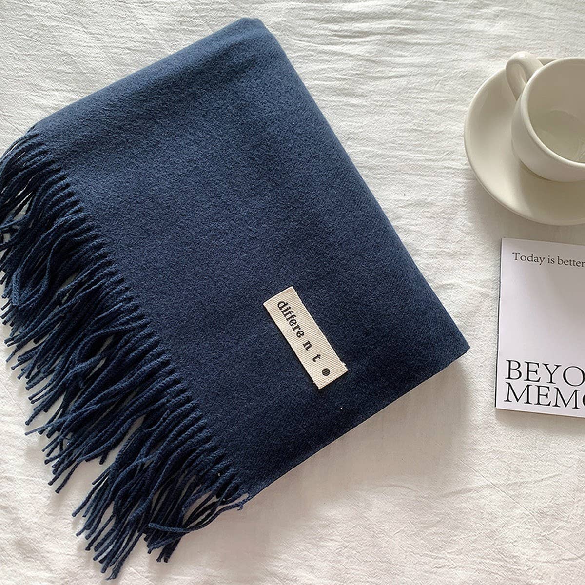 Colorblock Tassel Scarf - Thick Wrap for Students