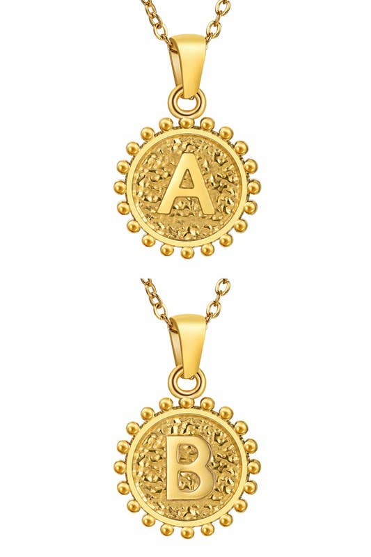 ROUND ALPHABET INITIAL PENDANT NECKLACE