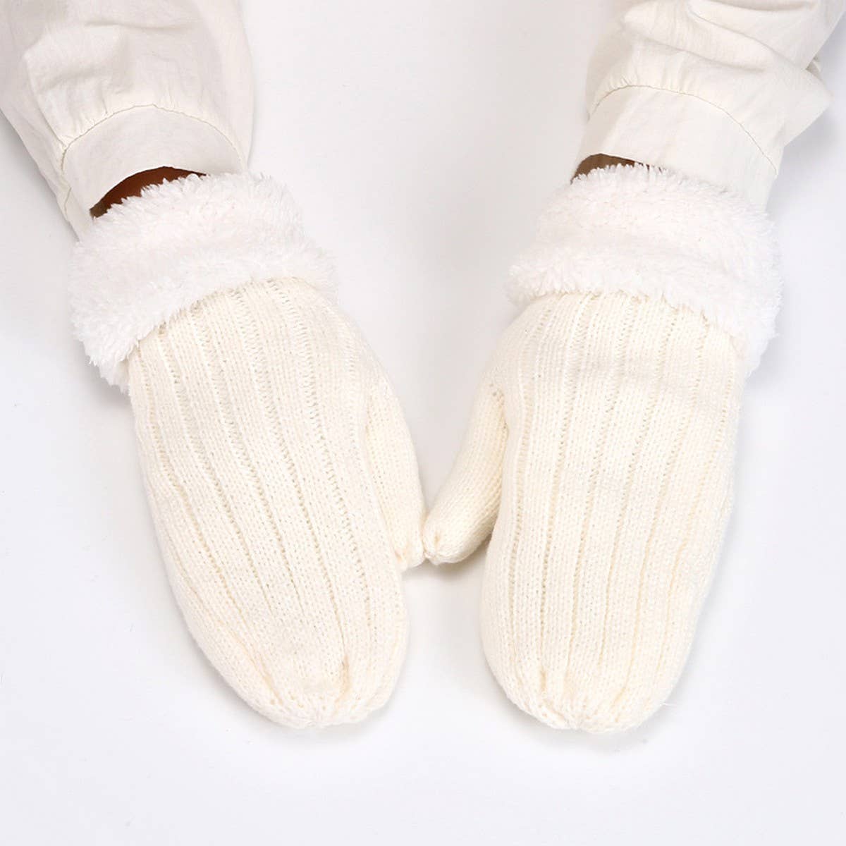 ADULT PLUS VELVET KNITTED WOOL FINGERLESS GLOVES_CWAG0256