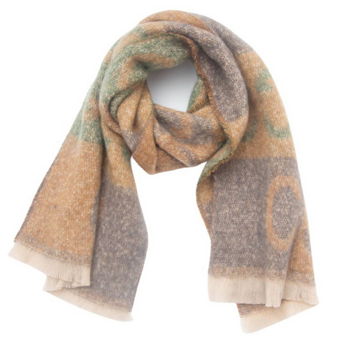 Letter Jacquard Scarf ? Winter Short Fringe Wrap