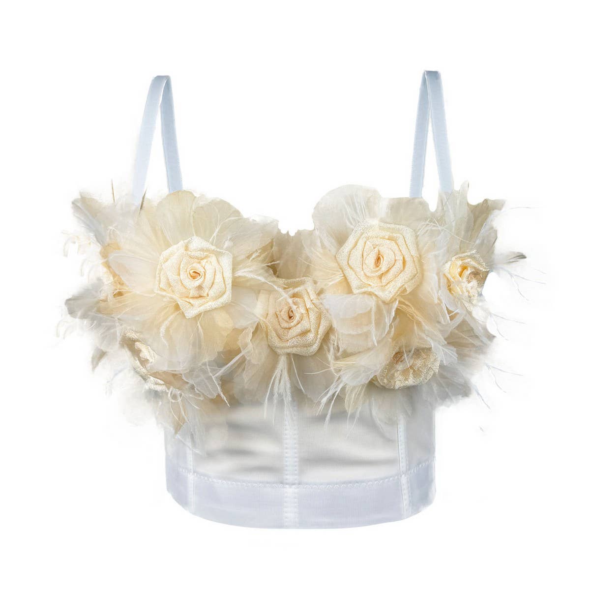 FLOWER TASSEL SUSPENDER HERRINGBONE BRA
